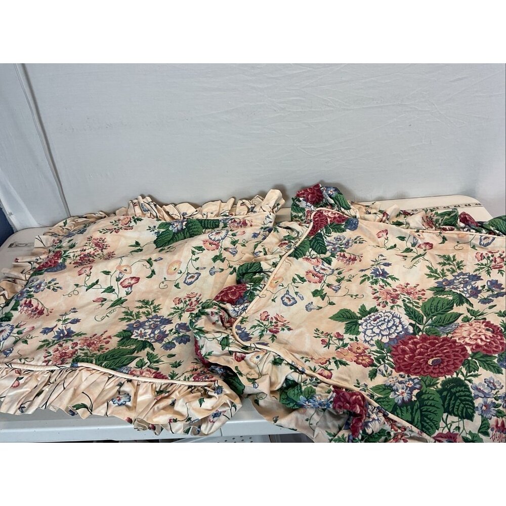 VTG Waverly Lafayette Schumacher oversized floral Ruffled Pillow Shams 38 x 25